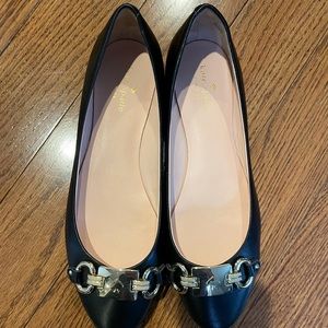 Kate Spade black leather flat with gold detail